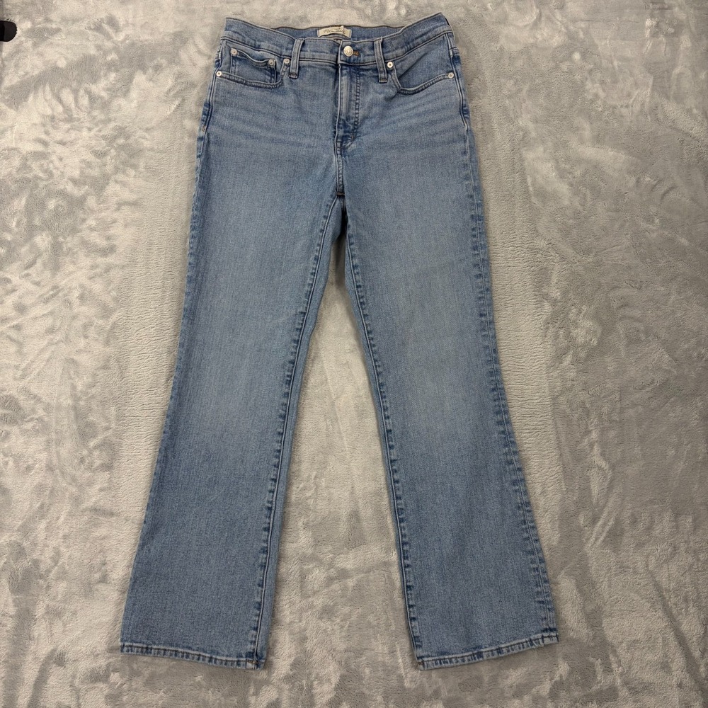 Madewell Mid-Rise Kick Out Jeans Womens 29 Tall Blue Flare Leg Stretch Denim